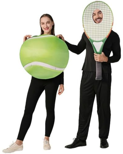 Ericetion Tennis-kostymset för män och kvinnor, par, tennisfest kostymer, roliga tennisdräkter, för maskerade sportshower, cosplay