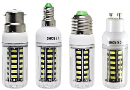 Pack of 2, Led Corn Bulbs AC85-265V E14/E27/B22/GU10 7W 42LEDs-SMD5730 Spotlight Lamp(White B22)