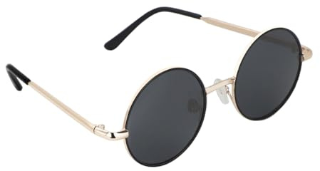 ALLY-MAGIC Y9ETYKMJ - Gafas de sol redondas con montura de metal para niños, lentes de sol polarizadas, montura ligera UV400, estilo retro clásico, Gold