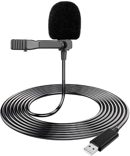 Toaluea Microfono USB Lavalier per PC, Mini Omnidirezionale Lavalier con Clip y 2m Cavo, Microfoni Piccolo per Laptop Podcast Interviste Audio Video Recording, Mic Gaming Plug e Play