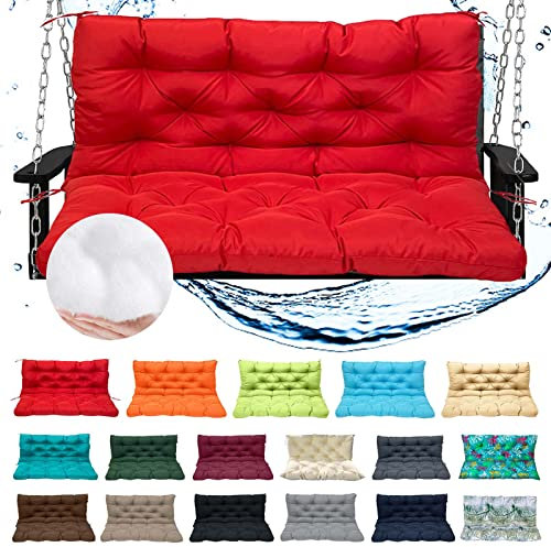 Wasserdichtes 3-Sitzer-Outdoor-Schaukelkissen mit Rückenlehne, für Terrasse, Loveseat, für Veranda, Schaukelbank, Ersatzkissen für Gartenmöbel, 152,4 x 101,6 cm, Rot