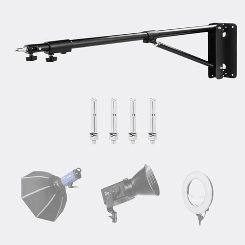 Goshoot Ring Light Wall Mount with Triangle Base, Max length 130 cm Length | Adjustable Support 180° Flexible Rotation for Photography Strobe Flash, Softbox, Salon