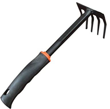 ibasenice Rastrillo de Jardín Pequeño con Mango Herramienta de con Dientes Mano Ergonómica para Airear y Suelo Duro Huertos y Jardines