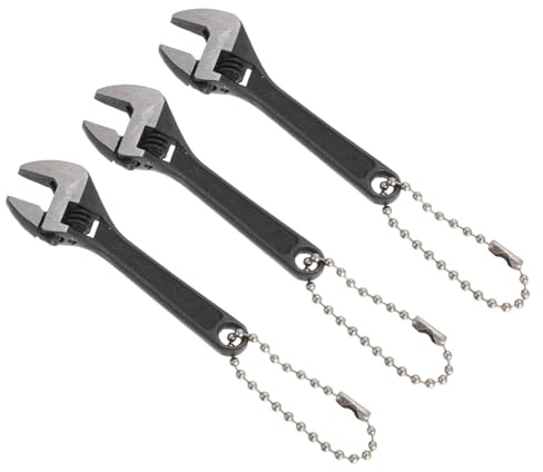 PATIKIL 3 Piezas Llave Ajustable Mini 2.5 Acero 45 Ennegrecido Pequeña Llave Ajustable Boca Ancha Llave De Bolsillo Con Llavero Colgante Para Reparación Hogar Industria Auto Equipo Negro