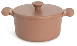 CREATE/POT STUDIO/Olla de aluminio de Ø24cm con revestimiento cerámico moca/Antiadherente, apta para todo tipo de cocinas, resistente y duradera, fácil de limpiar, libre de PFOA