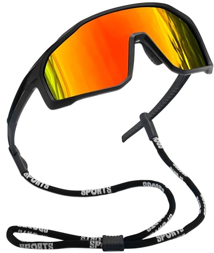 Joopin Lunettes de Soleil Sports pour Hommes et Femmes Lunettes de Cyclisme Polarisées Enveloppantes Protection UV400 Orange