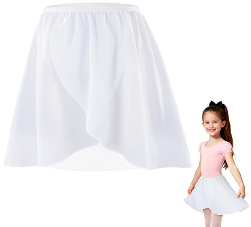 DiULi Gonnellino a Portafoglio da Balletto in Chiffon Gonnellino Danza Classica Bambina Gonna da Balletto con Cintura Elastica per Ragazze e Donne(Bianco-S)
