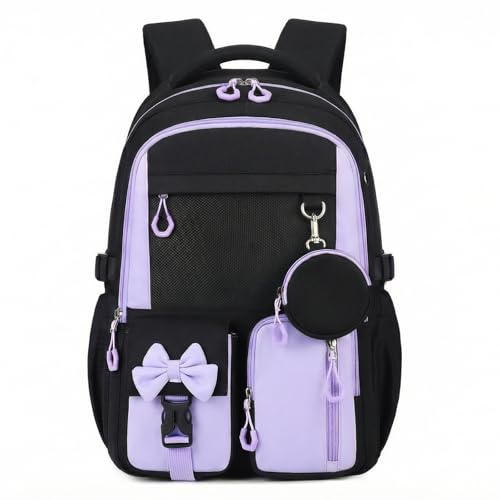 Amythe Cartable pour Filles Primaire et Collège - Sac à Dos Enfant Ergonomique avec Bandes Réfléchissantes - Sac D'école Fille CE2 CM1 CM2 Imperméable Léger pour École Voyage -Violet