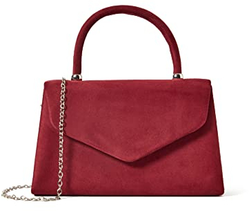 SwankySwans Kendall Clutch für Damen, Veloursleder, für Party, Abschlussball, Clutch, Rot (Burgunderrot), 7x14x24 cm (W x H x L)