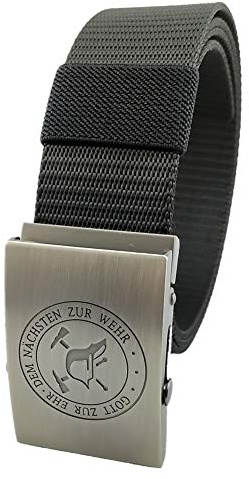 GravurManufakturBerlin Hosengürtel Feuerwehr Gott zur Ehr Dem Nächsten zur Wehr - Rindsleder oder Textil 4 cm breit schwarz oder dunkelblau - Einheitslänge - kürzbar