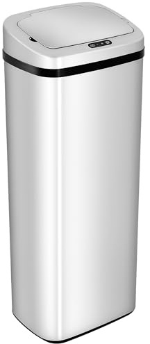 HOMCOM Sensor Mülleimer 50L Automatik Bewegungssensor Edelstahl Silber