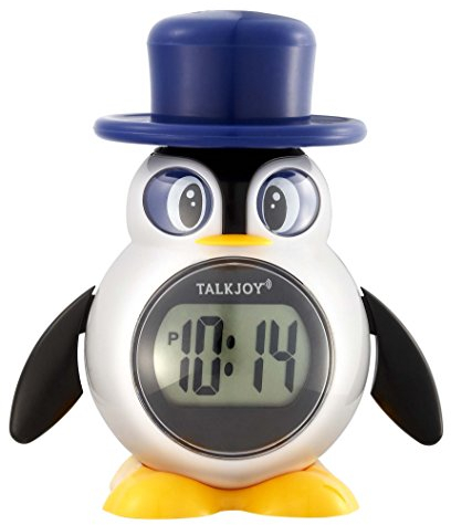 TalkJoy Deutsch Sprechende Kinderuhr Digitale Uhr Tischuhr Zeitansage Sprachfunktion Pinguin Wecker Blindenuhr Uhrzeit lesen Lernen Sprechfunktion Schulwecker