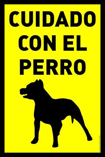 akrocard - Cartel Resistente PVC - CUIDADO CON EL PERRO PIT BULL - Señaletica de advertencia - señal disuasorio Ideal para Colgar y Advertir