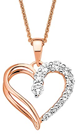 Amor Kette mit Anhänger 925 Sterling Silber Damen Halsschmuck, mit Zirkonia synth., Herz, Kommt in Schmuck Geschenk Box