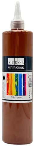 SÜDOR ACRYLFARBE 500 ml - Geeignet für Acryl-Pouring. Hochpigmentierte Künstler-Malfarben zum Bemalen auf Holz, Leinwand, Stein, Papier, Stoff, Metall. Wasserfest. Vegan. (Braun)