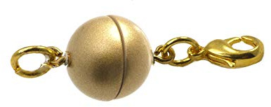 Creative-Beads Magnetverschluss für Ketten u. Schmuck, Kugel, rund 10mm, mit Edelstahl Karabiner und Öse, gold matt