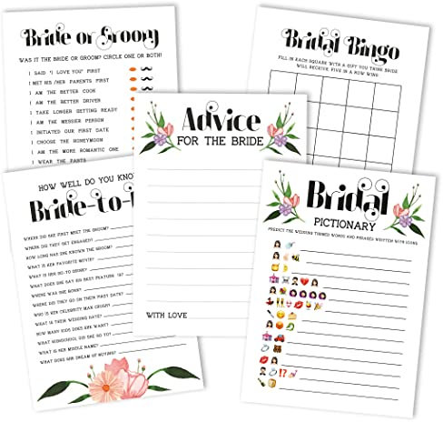 Inkdotpot Blumen Thema Junggesellinnenparty Spiele 5Er-Einstellen (Aktivitäten Für 50 Gäste) Spaß Brautdusche Spiele Einstellen Bündeln