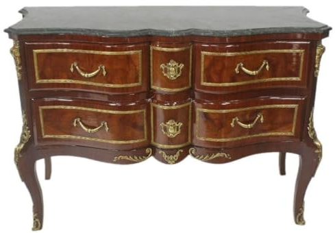 Casa Padrino cómoda Barroco marrón/Oro/Verde 120 x 50 x A. 80 cm - Cómoda Elegante de Madera Maciza con cajones y encimera de mármol - Muebles de Estilo Barroco