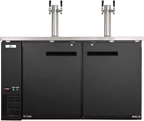 cooler depot Beer Keg Dispenser Kegerator Commercial Refrigerator Beer double Taps 60 - Black, Half-KegX2, TowerX2,2 Taps