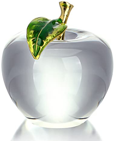 H&D HYALINE & DORA H&D Unique Crystal Apple Figurine Paperweight,Art Glass Apple Collectible Figurines Best for Lucky Christmas Eve Gifts/Great Wedding Decor Gifts