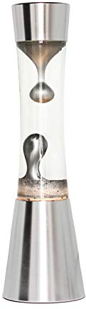Licht-Erlebnisse Stimmungsvolle Lavalampe in Silber 39,5cm inkl. Leuchtmittel Retro Design Tischleuchte Magmalampe SANDRO