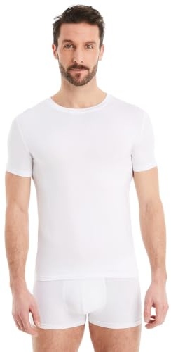 FINN Maglietta Intima Business Uomo a Manica Corta con Collo Rotondo - Maglia Sottogiacca in Originale Tessuto Lenzing® Modal - La T-Shirt Perfetta sotto Camicia e Abito Bianco XL