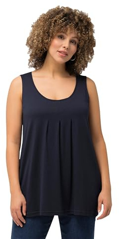 Ulla Popken Femme Grandes Tailles Top, Plis Fantaisie, Ligne A, sans Manches 796470