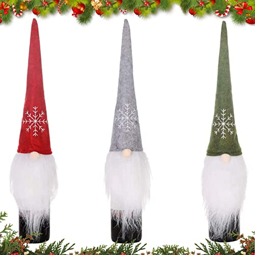3 PCS Weinflasche Flaschenüberzug Flaschen Beutel, Flaschentüten Weihnachten Weihnachts Deko, Flaschen Deko Weihnachten Verpackung Weintüten Flaschenbeutel für Home Tischdekoration Geschenkverpackung