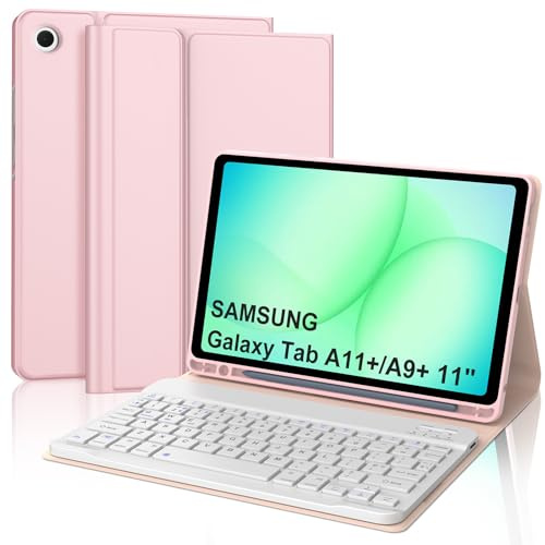 JADEMALL Coque Clavier pour iPad 9.7, iPad 6eme/5eme Generation 2018/2017, Air 2/1, AZERTY Clavier Bluetooth Détachable Magnétique, Rose