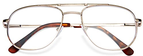 Lanomi Anti Blaulicht Pilot Lesebrille Herren Damen Metallgestell Klassische Doppelbrücke Sehhilfe Lesehilfe fliegerbrille