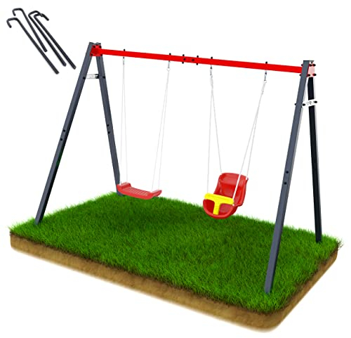 K-Sport: Doppelschaukel (Metall) mit Baby- und Brettschaukel I Schaukelgestell bis 150kg belastbar I stabil & sicher I Outdoor Schaukel für Kinder I Garten Schaukelgerüst I inkl. Bodenanker