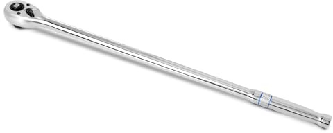 DURATECH Extra Long Handle 1/2-Inch Drive Ratchet, 90-Tooth Quick-release Ratchet Wrench with 20 Extra Long Handle, Teardrop Ratcheting, Reversible, Chrome Alloy Made, CR-MO Head,Full Polished