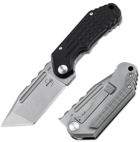 BÖKER PLUS® Dvalin Folder Tanto - taktisches Einhandmesser mit extra scharfer D2 Tanto Klinge - modernes EDC Taschenmesser mit G10 Griff schwarz - Tactical Edge Flipper Knife mit Etui & Geschenk-Box