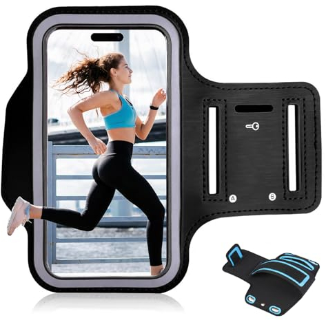 Xinlon Portacellulare Per Correre, Porta Cellulare Corsa 6.3 Pollici, Fascia Da Braccio Con Borsa Chiave, Universale Regolabile Porta Telefono Corsa Per Jogging, Palestra, Ciclismo, Escursioni (Nero)
