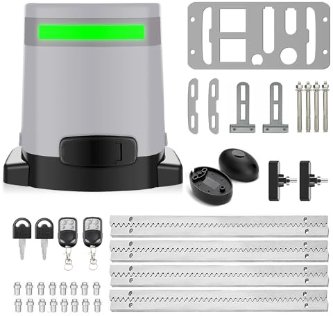 Blütezeit 1400lb Sliding Gate Opener, Solar Power | WiFi Control | Battery Backup, Rack-Drive Automatic Slide Gate Motor with IR Sensor Remote Complete Kits (Solar Panel NOT Included)