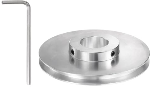 sourcing map V-Typ-Riemenscheibe, 25 mm Bohrung, 100 mm Außendurchmesser, Einzelrille, Aluminiumlegierung, für 6 mm PU-Rundriemen-Motorwellen-Bohrmaschine mit Installationen