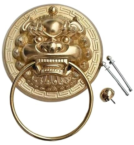 1 Stück Vintage Messing Druckguss Löwenkopf Holz Türklopfer Retro Villa Hof Tor Ring Türknauf und Griff (Color : 10cm bronze)
