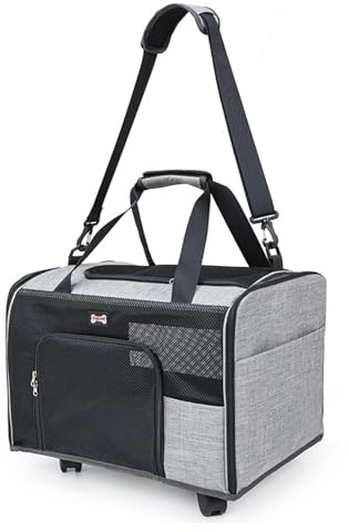 Chariot de transport pour chien à roulettes | Caisse de voyage à roulettes pour animaux de compagnie de moins de 11,3 kg | Fourre-tout de grande capacité portable pour un de chiot pour chiens