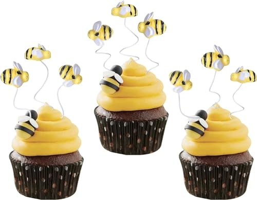 30 Stück Biene Tortendeko Harz Kleine Figur Cupcake Toppers Biene Nectar Kuchen Deko für Baby Dusche Jungen Mädchen Geburtstag Party Dekoration
