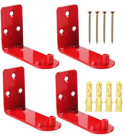 GiantGo 4 Stück Universal Feuerlöscher Wandhalter, Schwerlasthaken für Feuerlöscher bis 9 kg, ideal für Schulen, Büros (Rot)