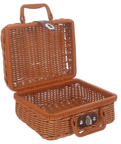Yardenfun Caja De Almacenamiento Retro Imitación Ratán Estuche para Decoración y Organización para Fotografía y