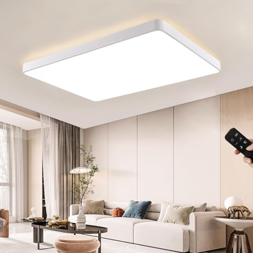 JDONG LED Deckenleuchte weiß Quadrat Deckenlampe Dimmbar mit Fernbedienung | Warmweiß,Natürliches Weiß,KaltWeiß (3000-6500K) 72W Eckig Deckenlampe für Wohnzimmer Schlafzimmer