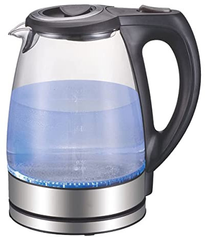 Electric Kettle， Electric Kettles Glass, 1.7 L Quiet Boil Kettle, Upgraded Stainless Steel Kettle Inner Lid Bottom, Led Indicator with Built-In Filter, 1500W Fast Heating, Suitable for Family/Bl
