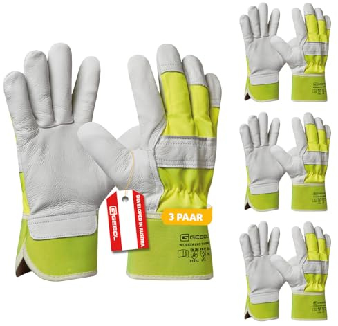 Gebol Worker Pro Thermo Winterhandschuhe, 3 Paar, Gr. 11/XXL, Leder | Für Bau, Lager & Outdoor im Winter, hält die Hände warm bei Frost, sicherer Halt bei Nässe, angenehme Passform