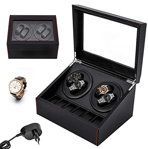 Automatisch Uhrenbeweger Automatik Uhrenbox Uhrenkasten Watchwinder Kaste Watch Winder Carbon Fiber Beweger Uhrendreher Automatischer Uhrenschüttler Automatic Automatikuhren Automatische Ac 220V