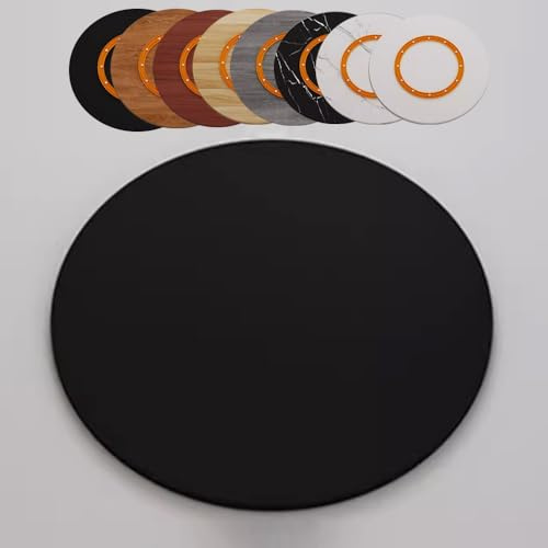 IMUNKT Plateau Tournant en Bois Grand Lazy Susan 80 90 100cm, Plateau Rotatif pour Table À Manger, Plateau De Service De Cuisine, Rotation Silencieuse(Black,85cm/33in)