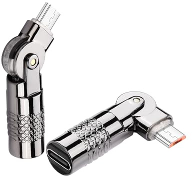 SinLoon 2 Stück USB C auf Micro USB Adapter USB Typ C Buchse auf Micro 5Pin Stecker Stecker 180 Grad Rotation Konverter Anschluss Unterstützung Laden Daten für Telefon