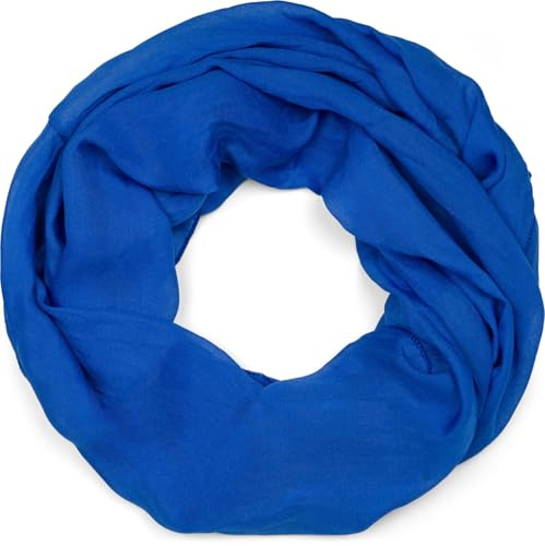 styleBREAKER Sciarpa tubolare leggera monocromatica, foulard estivo in tessuto fluido, foulard setoso per donna e uomo, morbido, arioso e alla moda, 77x46 cm, colore:Blu reale