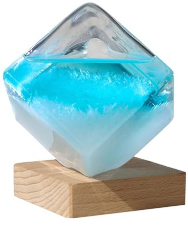 Storm Glass Weather Predictor - Glass Weather Predictor - Liquid Barometer Crystal Glass Water Cube | Cube Cloud Weather Forecasting Liquid Barometer | Decorative Home Ornament For Table Top Deco
