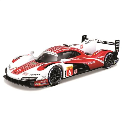 Bburago - Porsche Penske 963#6 Maßstab 1:24, Diecast-Auto, Detailgetreu in Rot und Weiß, Türen zum Öffnen, Porsche-Lizenz, Alter 3+